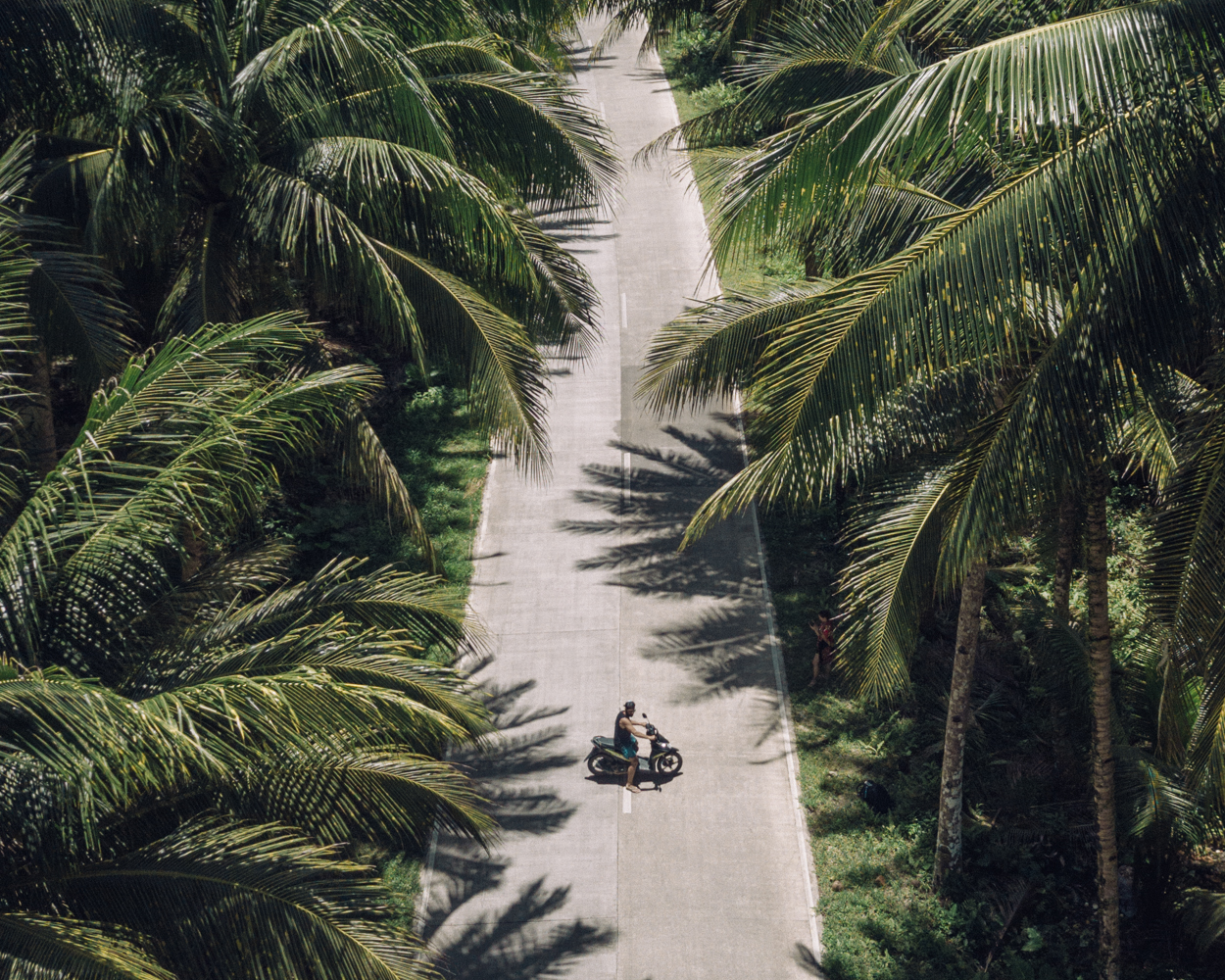 As estradas de Siargao são lindas e cheias de coqueiros (Foto: Flymaniacs)